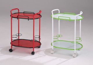 Glass Wine Trolley Cart - SA058. Movable Tabletop Plate Glass Hotel Trolley